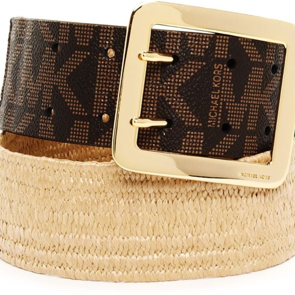 MICHAEL Michael Kors Logo Stretch Belt in Brown XS